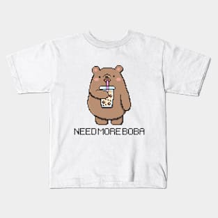 Pixel Bear Needs More Boba Tea! Kids T-Shirt